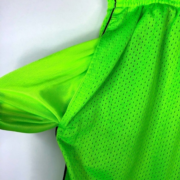 MTA sport shorts mesh neon green long pull-on Medium - Picture 3 of 5